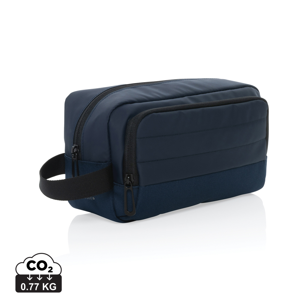 Trousse de toilette en rPET à personnaliser Armond Bleu marine